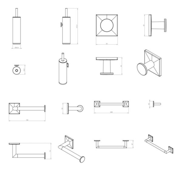 Conjunto de accesorios de baño Duo Square Cosmic croquis 5