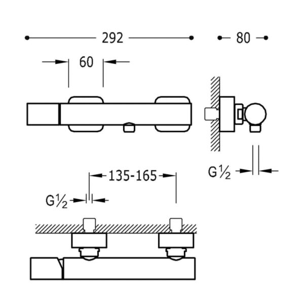 Pack grifo de lavabo + grifo de ducha monomando Loft Tres croquis 3