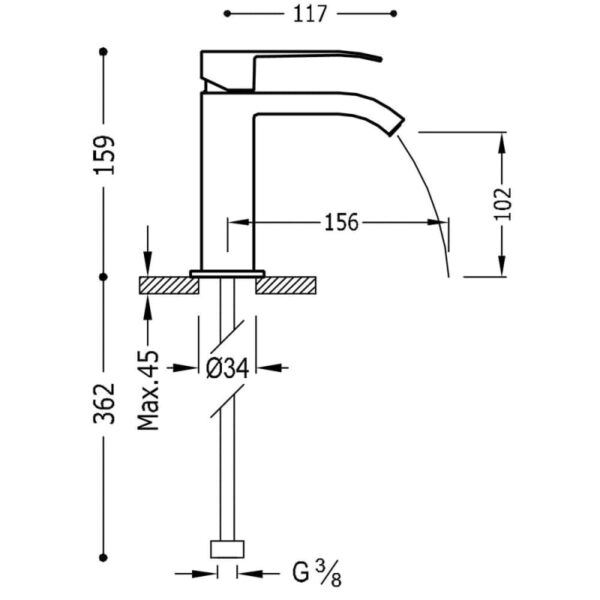 Pack grifo de lavabo + grifo de bañera Cuadro de Tres croquis 3