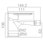 Grifo de bidé Saona Imex croquis 1