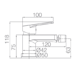 Grifo de bidé Teide Imex croquis 2