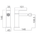 Grifo de bidé Valencia Imex croquis 1