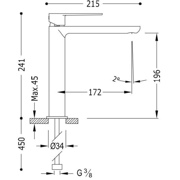 Grifo de lavabo Loft Tres croquis 1
