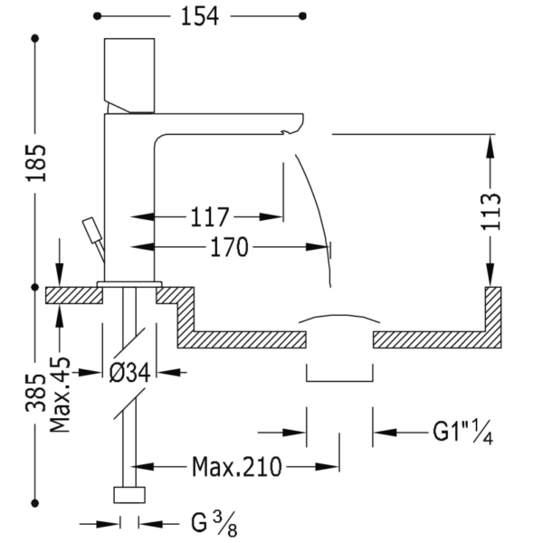 Grifo de lavabo Loft Tres croquis 2