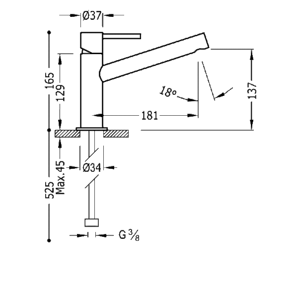 Grifo de lavabo Max Tres croquis 1