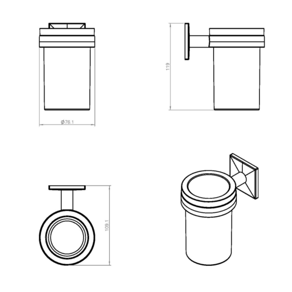 Portacepillos a pared Square Duo Cosmic croquis 3