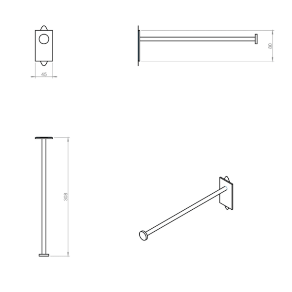 Toallero colgador Stick Cosmic croquis 2