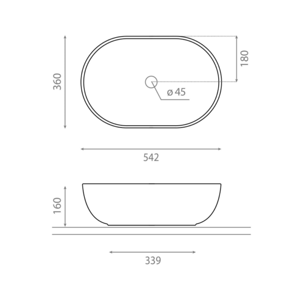 Lavabo sobre encimera Livorno Bathco croquis 4