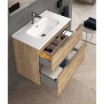 Conjunto mueble de baño fondo reducido 41cm Comet tirador dorado Coycama detalle 4