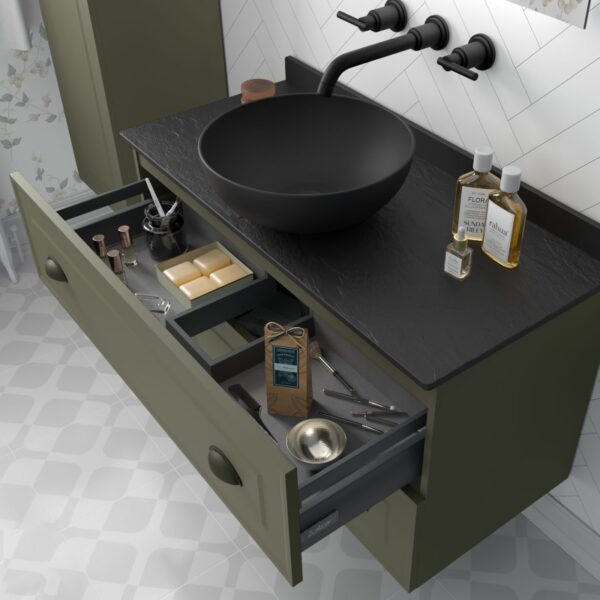 Mueble de baño con encimera de madera Renoir vintage Salgar detalle 6