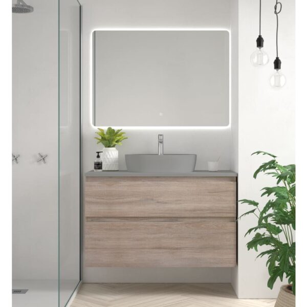 Conjunto mueble de baño con lavabo sobre encimera de microtec Avila Dos Carmen principal 3