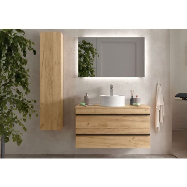 Conjunto mueble de baño con lavabo sobre encimera Born Salgar ambiente 7