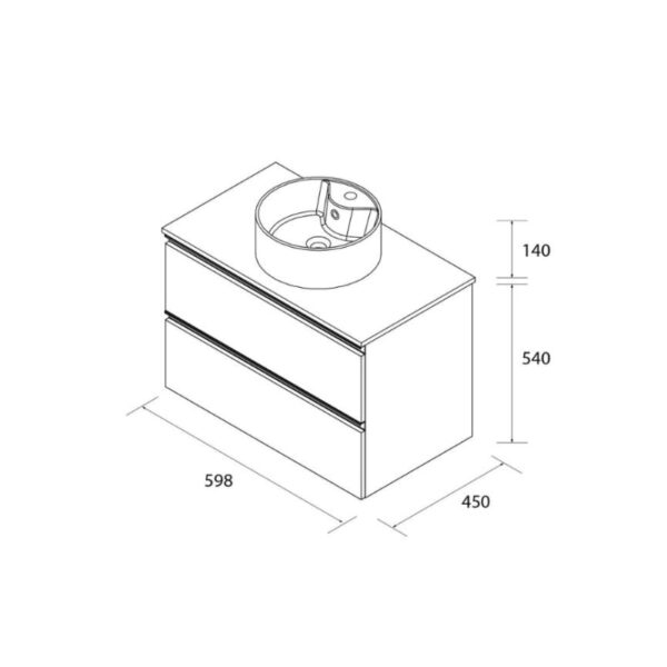 Mueble de baño para lavabo sobre encimera Bequia Salgar croquis 14