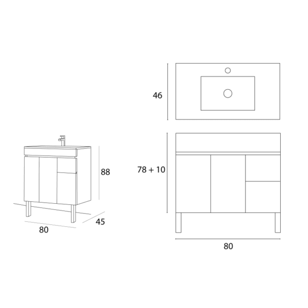 Conjunto mueble de baño Río Inve croquis 5