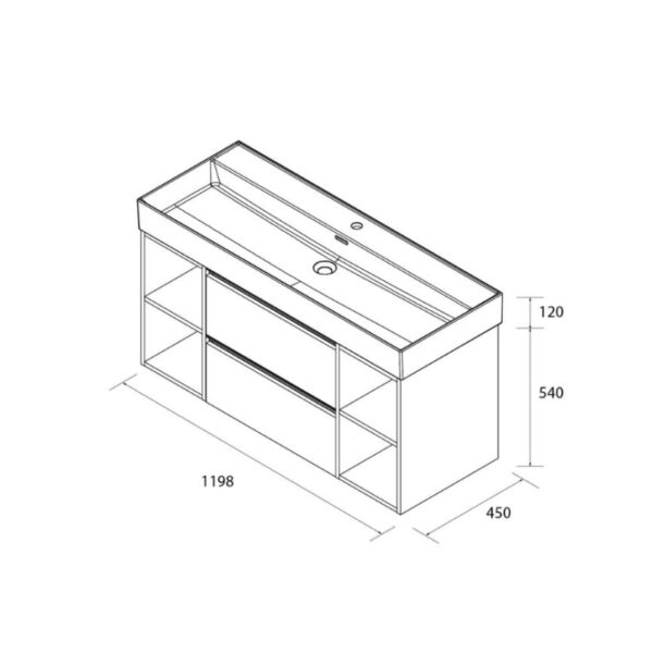 Conjunto mueble de baño Bequia Salgar croquis 13