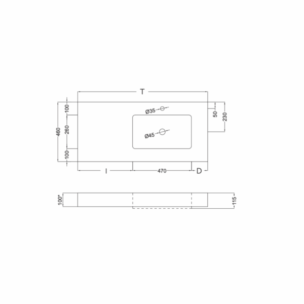 Lavabo suspendido Mara Masai Coycama croquis 17