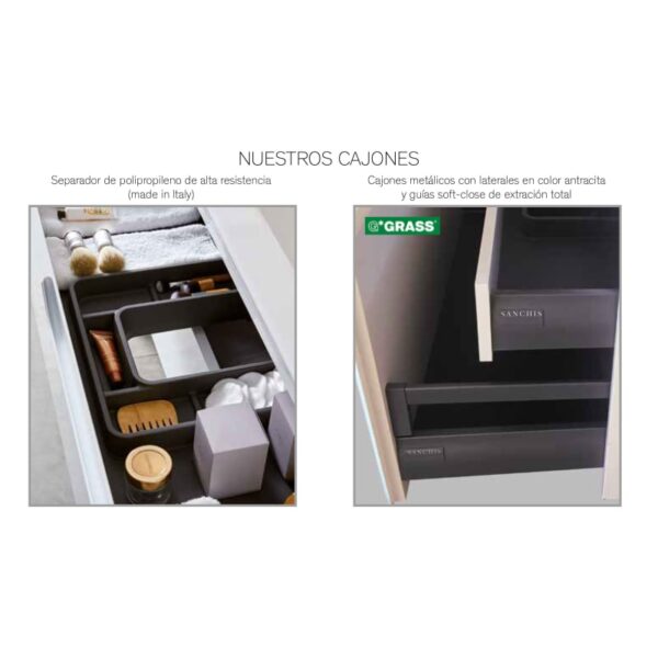 Conjunto mueble de baño frente cristal mate Koba Sanchís opción 5