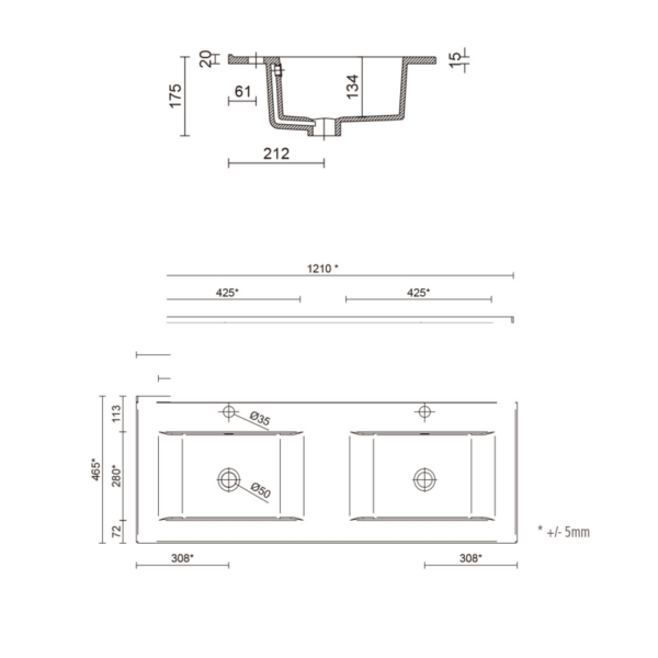 Conjunto mueble de baño Attila Salgar croquis 15