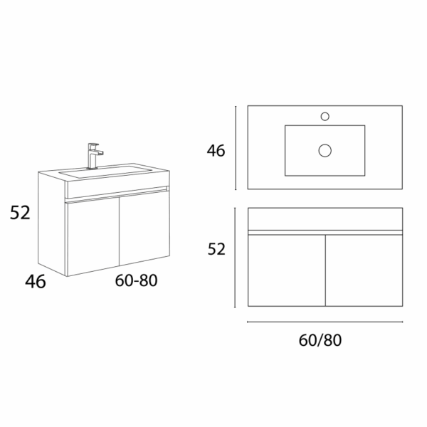 Conjunto mueble de baño Río Inve croquis 2