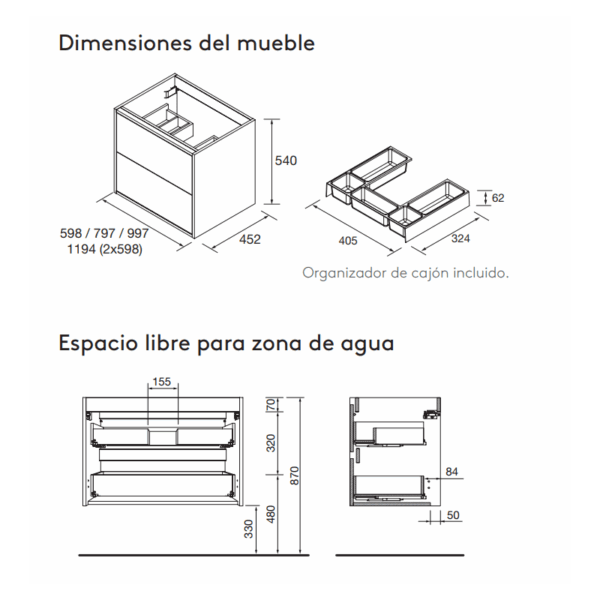 Conjunto mueble de baño Optimus Salgar croquis 12
