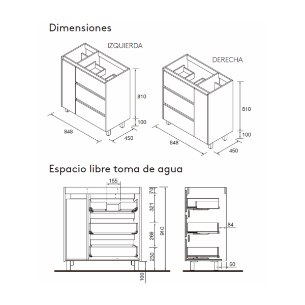 Conjunto mueble de baño Noja Salgar croquis 11