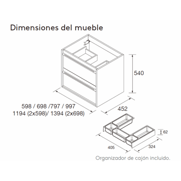 Mueble de baño con encimera de madera Attila Salgar croquis 34