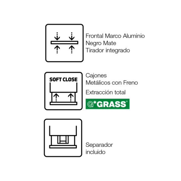Conjunto mueble de baño frente cristal mate Koba Sanchís opción 6