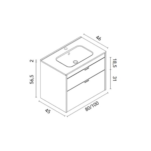 Conjunto mueble de baño Logika Royo croquis 6