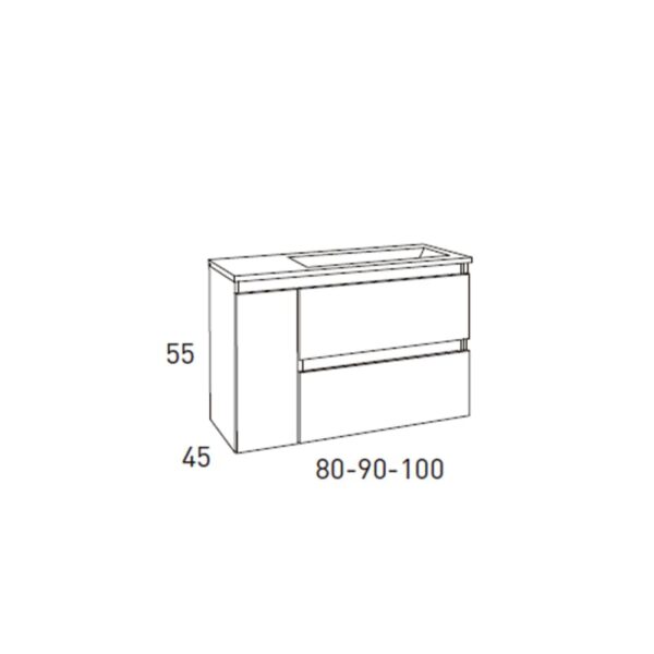 Conjunto mueble de baño Box Viso Bath croquis 9