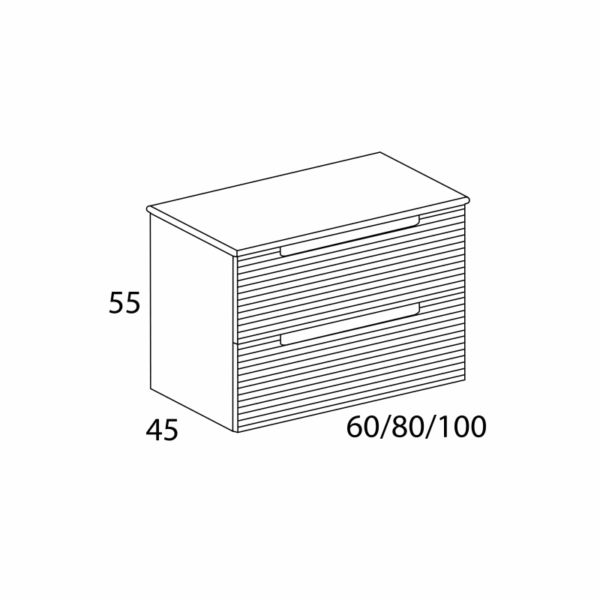 Mueble de baño con encimera Hidrófuga Kyoto Visobath croquis 17