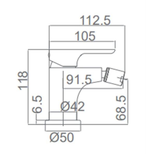 Grifo de bidé Nassau Imex croquis 1