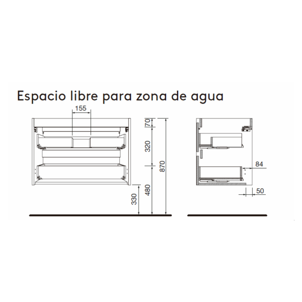 Mueble de baño con encimera de madera Attila Salgar croquis 37