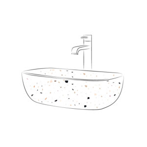 Lavabos sobre encimera de terrazo