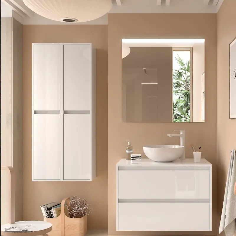 Conjunto mueble de baño con encimera de madera Noja Salgar principal 1