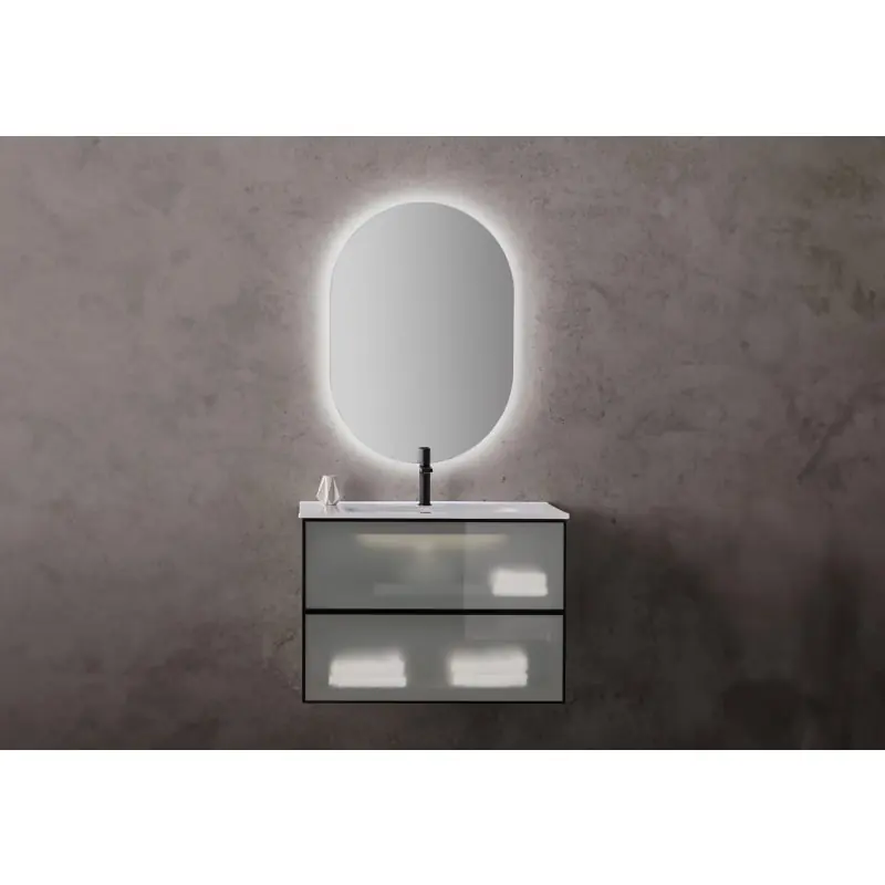 Conjunto mueble de baño frente cristal mate Koba Sanchís principal 0