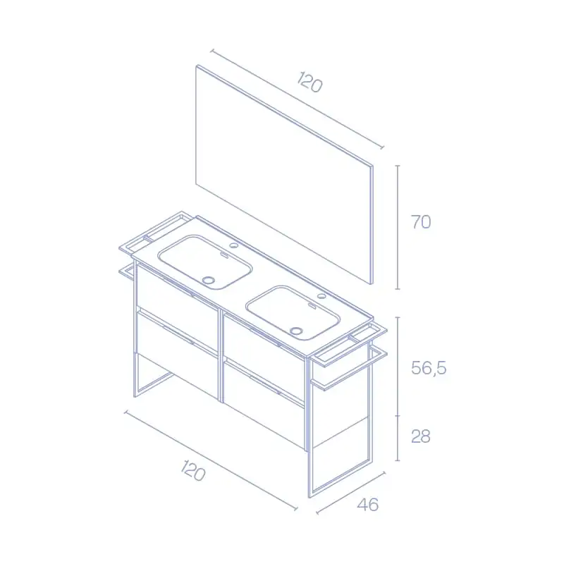 Conjunto mueble de baño Keiko Amizuva croquis 5