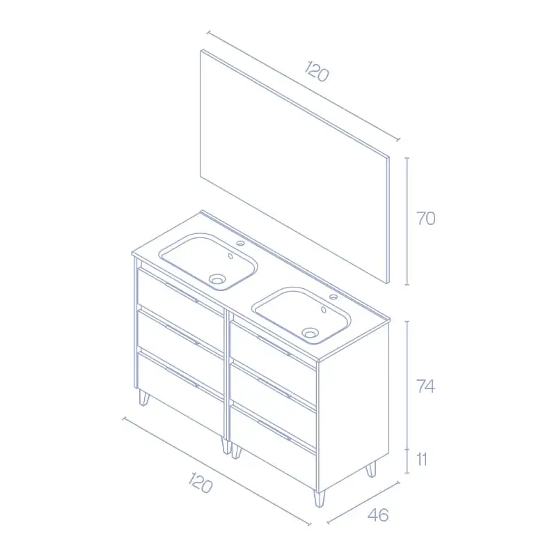 Conjunto mueble de baño Suki Amizuva croquis 10