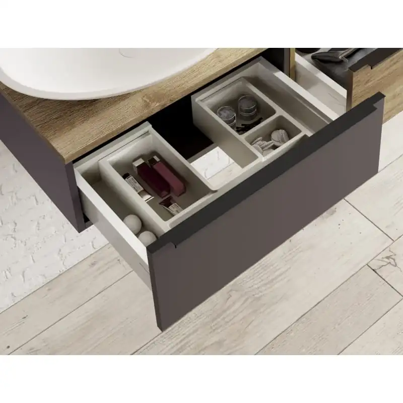 Mueble de baño con encimera de madera Landes Coycama detalle 1