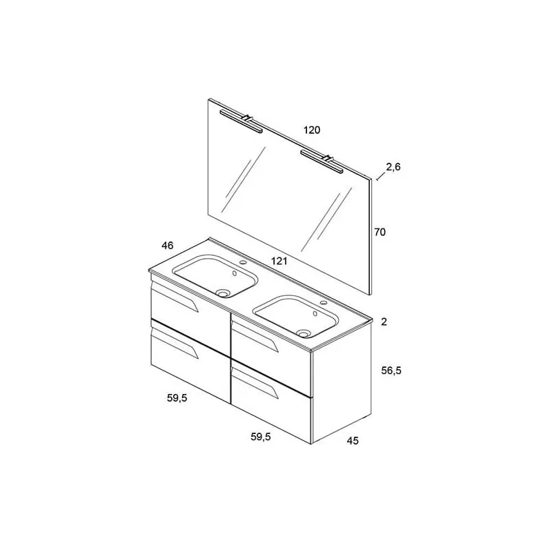 Conjunto mueble de baño Vitale Royo croquis 6